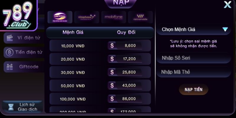 Nạp Rút Tiền 789Club, Giao Dịch Minh Bạch Và Ổn Định 2 Một số chú ý cần biết khi thực hiện giao dịch